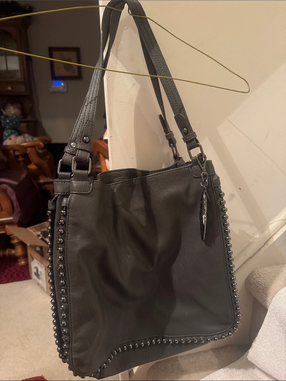 Jessica Simpson Black Studded Shoulder Bag